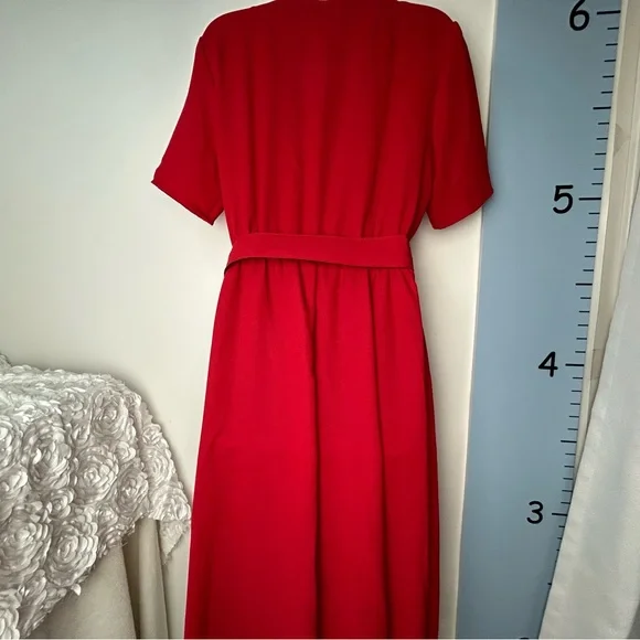 Vintage‎ Y2K Perceptions Bright Red Party Dress Midi Size 10 - Picture 8 of 15
